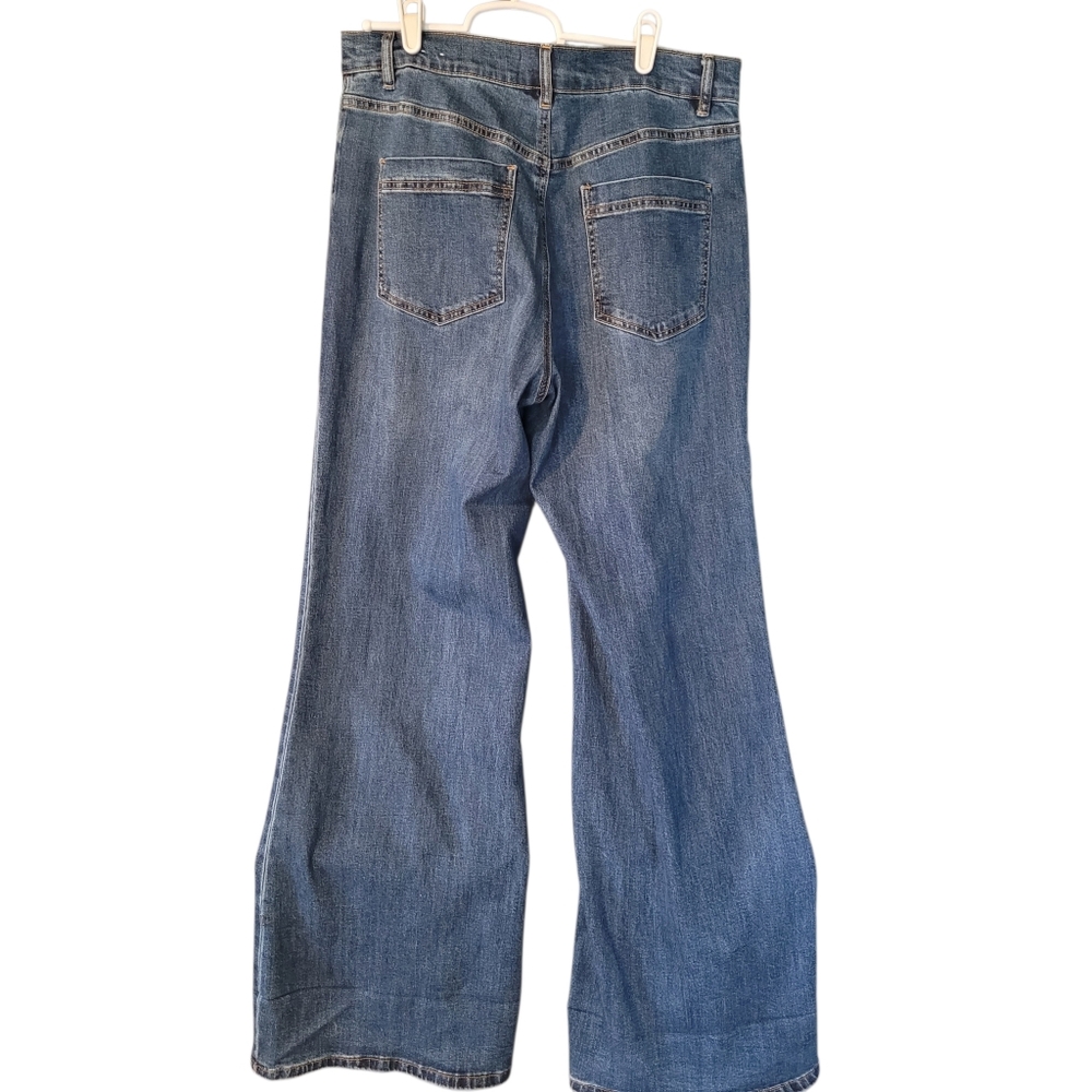 Tribal wide leg high rise blue jeans - 12. M 82 - Picture 3 of 8